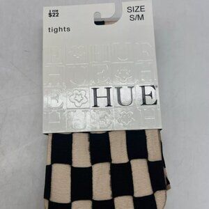 HUE Checker Tights w/ Control Top Sz S/M U14235 Natural & Black